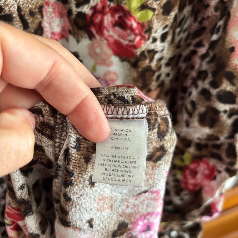 Feathers Pink Floral Leopard Midi Skirt - Picture 4 of 6